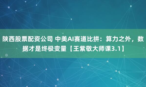 陕西股票配资公司 中美AI赛道比拼：算力之外，数据才是终极变量【王紫敬大师课3.1】