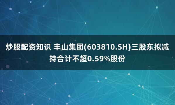 炒股配资知识 丰山集团(603810.SH)三股东拟减持合计不超0.59%股份